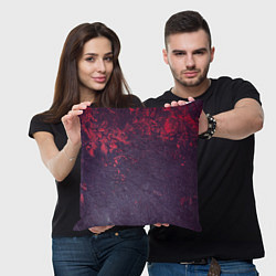 Подушка квадратная Наскальная чёрная текстура с красными брызгами, цвет: 3D-принт — фото 2