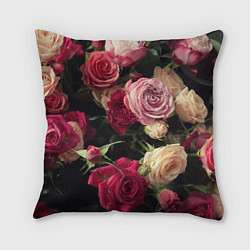 Подушка квадратная Нежные кустовые розы, цвет: 3D-принт