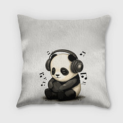Подушка квадратная Милая панда в наушниках, цвет: 3D-принт
