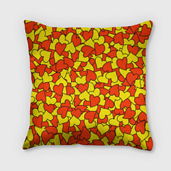 Подушка квадратная Красно-желтые сердца, цвет: 3D-принт