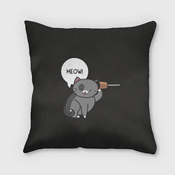 Подушка квадратная Meow - серый кот, цвет: 3D-принт