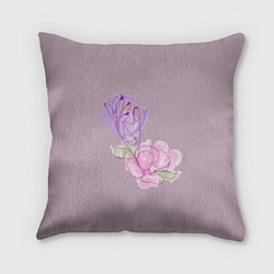 Подушка квадратная Лайн арт рука и цветок, цвет: 3D-принт