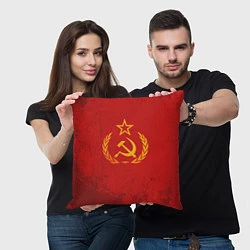 Подушка квадратная СССР серп и молот, цвет: 3D-принт — фото 2