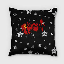 Подушка квадратная Ленин на фоне звезд, цвет: 3D-принт