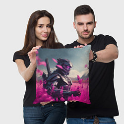 Подушка квадратная Робо-самурай, цвет: 3D-принт — фото 2