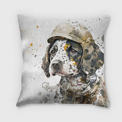 Подушка квадратная Акварельный щенок в военном камуфляже, цвет: 3D-принт