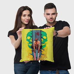 Подушка квадратная Тацуки Фудзимота, цвет: 3D-принт — фото 2