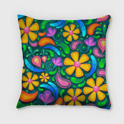 Подушка квадратная Мандала на энергию - цветы, цвет: 3D-принт
