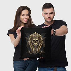 Подушка квадратная Золотой череп фараона, цвет: 3D-принт — фото 2