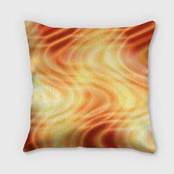 Подушка квадратная Абстрактные оранжево-жёлтые солнечные волны, цвет: 3D-принт