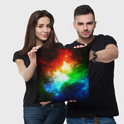 Подушка квадратная Радужная галактика, цвет: 3D-принт — фото 2