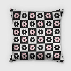 Подушка квадратная Black flower checkers, цвет: 3D-принт