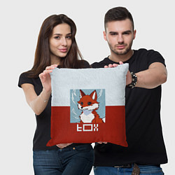 Подушка квадратная Пиксельная лиса с надписью fox, цвет: 3D-принт — фото 2