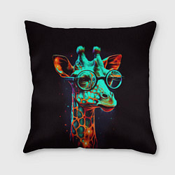 Подушка квадратная Зеленый жираф в круглых очках, цвет: 3D-принт
