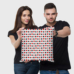 Подушка квадратная Карточные масти на белом фоне, цвет: 3D-принт — фото 2