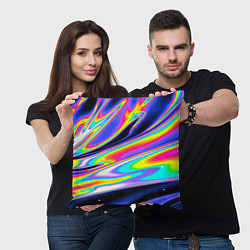 Подушка квадратная Жидкость радужные разводы, цвет: 3D-принт — фото 2