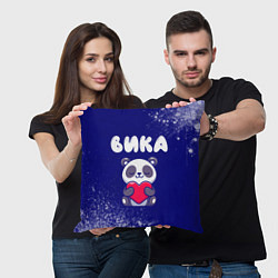 Подушка квадратная Вика панда с сердечком, цвет: 3D-принт — фото 2