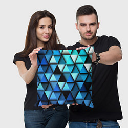 Подушка квадратная Blue triangle, цвет: 3D-принт — фото 2