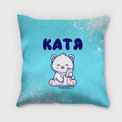 Подушка квадратная Катя белый мишка, цвет: 3D-принт