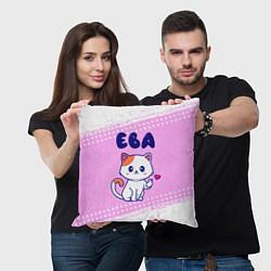 Подушка квадратная Ева кошечка с сердечком, цвет: 3D-принт — фото 2