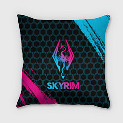 Подушка квадратная Skyrim - neon gradient, цвет: 3D-принт