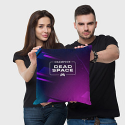 Подушка квадратная Dead Space gaming champion: рамка с лого и джойсти, цвет: 3D-принт — фото 2