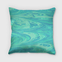 Подушка квадратная Голубой флюид арт, цвет: 3D-принт