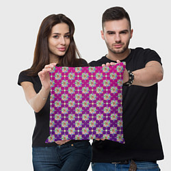 Подушка квадратная Абстрактные разноцветные узоры на пурпурно-фиолето, цвет: 3D-принт — фото 2