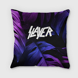 Подушка квадратная Slayer neon monstera, цвет: 3D-принт
