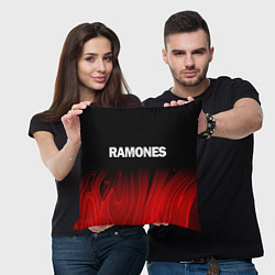 Подушка квадратная Ramones red plasma, цвет: 3D-принт — фото 2