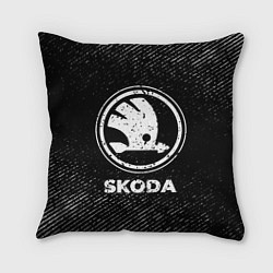 Подушка квадратная Skoda с потертостями на темном фоне, цвет: 3D-принт