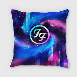Подушка квадратная Foo Fighters неоновый космос, цвет: 3D-принт