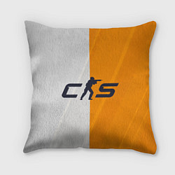 Подушка квадратная Counter Strike 2 White Orange Stripes, цвет: 3D-принт