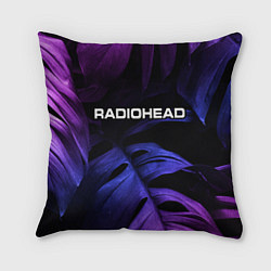 Подушка квадратная Radiohead neon monstera, цвет: 3D-принт