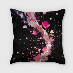 Подушка квадратная Вихрь розовых лепестков, цвет: 3D-принт