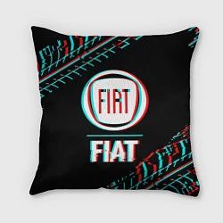 Подушка квадратная Значок Fiat в стиле glitch на темном фоне, цвет: 3D-принт