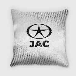 Подушка квадратная JAC с потертостями на светлом фоне, цвет: 3D-принт