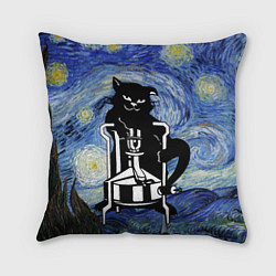 Подушка квадратная Кот Бегемот на примусе в Звездной ночи, цвет: 3D-принт