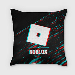 Подушка квадратная Roblox в стиле glitch и баги графики на темном фон, цвет: 3D-принт