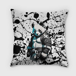 Подушка квадратная Panda samurai on the background of blots, цвет: 3D-принт