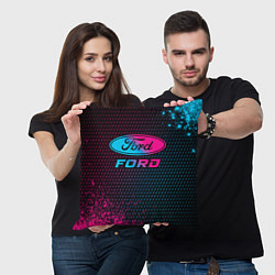 Подушка квадратная Ford - neon gradient, цвет: 3D-принт — фото 2