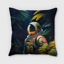 Подушка квадратная Космонавт в зарослях, цвет: 3D-принт
