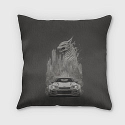 Подушка квадратная Godzilla car, цвет: 3D-принт