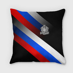 Подушка квадратная Пограничные войска - флаг РФ, цвет: 3D-принт
