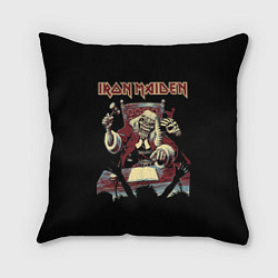 Подушка квадратная Iron Maiden - судья, цвет: 3D-принт