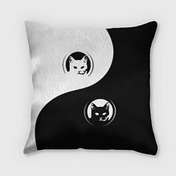 Подушка квадратная 2 кота в инь-янь, цвет: 3D-принт