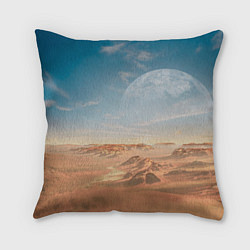 Подушка квадратная Пустынная планета и спутник, цвет: 3D-принт