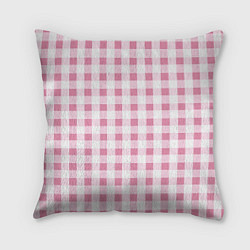 Подушка квадратная Барби-розовый: клетка, цвет: 3D-принт