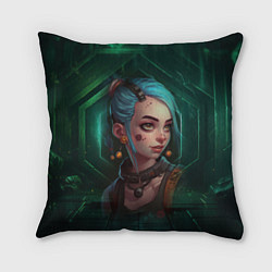 Подушка квадратная Jinx green Arcane League of Legends, цвет: 3D-принт