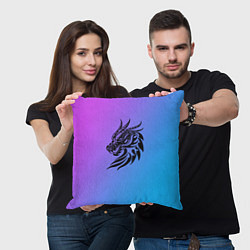 Подушка квадратная Дракон на градиенте, цвет: 3D-принт — фото 2